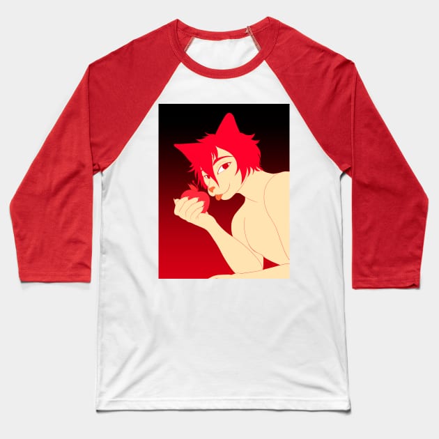 Anthro Apple Cat Boy Baseball T-Shirt by Todd's Hollow